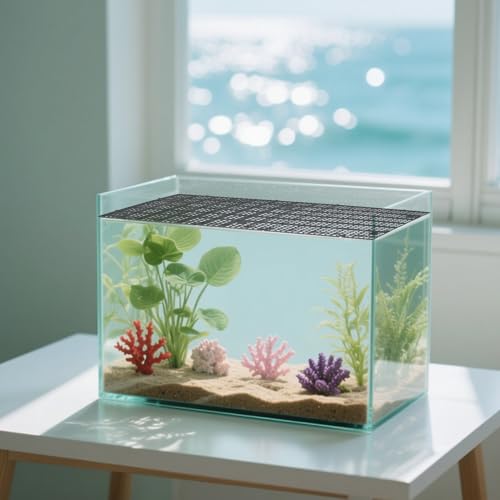 Wakauto 10pcs Aquarium Tank Divider Grid Panel with Bottom Filter Tray Plastic Mesh 30x15cm Removable Adjustable Partition for Fish Tank Separation and Breeding