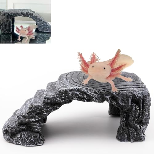 Axolotl Cave Axolotl Hides for Aquarium & Terrarium, Shelter for Pleco, Crabs, Fish, Turtles, Betta, Geckos, Frog, Resin Tank Decor