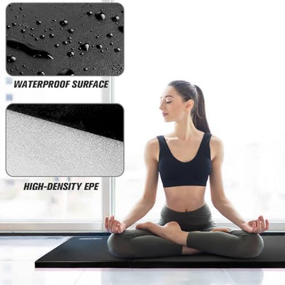 RitFit Upgraded Folding Exercise Mat, 2 Inch Thick Gymnastics Mat - color: Black(4' x 10')