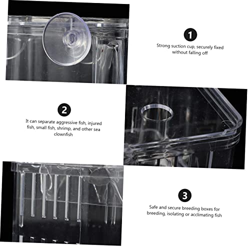 Healifty 2Pcs Large Fish Breeding Box with Suction Cups Aquarium Acclimation Case Fish Tank Hatching Incubator for Separating Aggressive Injured Random Color