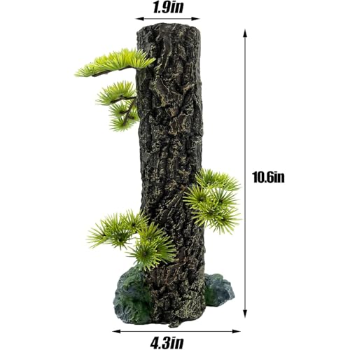 Fish Tank Tree Trunk Tall Decoration 10.6'' Aquarium Tree Stump Freshwater Saltwater Terrarium Ornament for Goldfish Betta Fish Shrimp Reptile