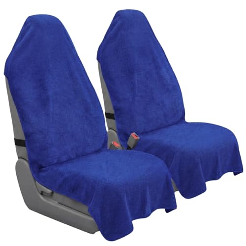 Car Seat Towel Cover, 2pcs Universal Front Seat Protector for Cars, SUVs and Trucks, Sweat Towel Car Seat Cover for Gym, Yoga, Swimming, Pets and Family Travel, Blue - color: Blue