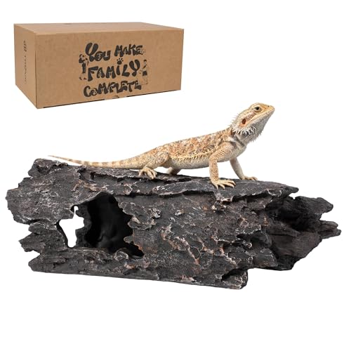 Fish Tank Decorations - Aquarium Large Cave Decor, Resin Hollow Tree Trunk Reptile Hide & Betta Log Hideout for 55 Gallon Tank, Fish Accessories Shelter Cave - color: Wood L