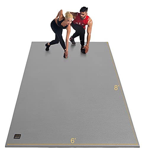GXMMAT Extra Large Exercise Mat 16'x6'/12'x6'/10'x6'/8'x6'(7mm), Extra Wide Workout Mats for Home Gym Flooring, Non-Slip Thick Durable Cardio Mat for MMA,Plyo,Jump Rope,Weights,Fitness,Shoe-Friendly - color: Grey Cool, size: 6*8 FT