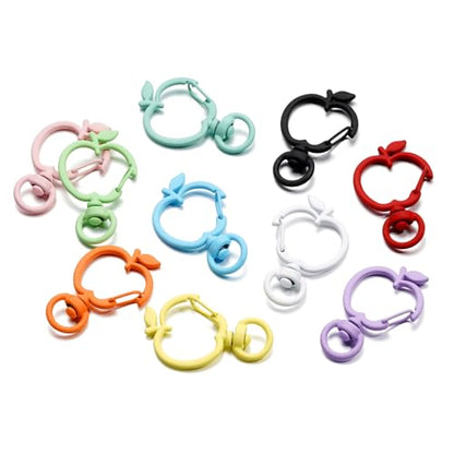 5Pcs Swivel Clasps Snap Hook, Apple Shape Alloy Metal Lobster Claw Clasp for Keychains, DIY Crafting 24 * 38mm (Lake Green) - color: Lake Green