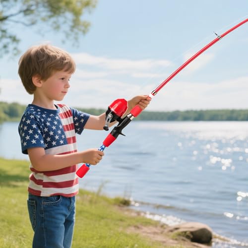 Kids Fishing Pole, Portable Telescopic Kids Fishing Poles for Boys Girls Youth, Fishing Rod and Reel Combo