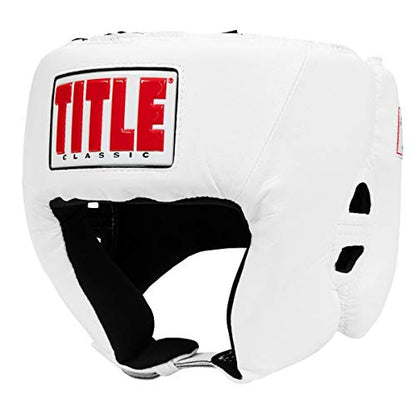 TITLE Boxing Classic USA Boxing Competition Open Face Headgear - Approved for Sparring & Competition; Protects Face & Chin - color: White, size: Medium