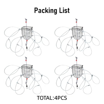 4Pcs Stainless Steel Crab Snare Traps with 8 Loops,Crab Traps for Blue Crabs/Red Crab/Rock Crab,Crab Snare for Fishing Rods, Crabbing Equipment
