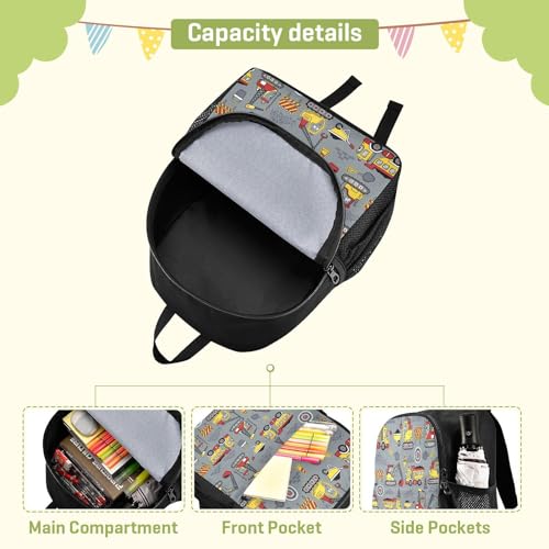 Construction Vehicles Cartoon Toddler Backpack Waterproof Mini Backpack Boys/Girls Cute Small Backpack Kindergarten Pre School Bags 13 Inch - color: Construction Vehicles Cartoon, size: Medium