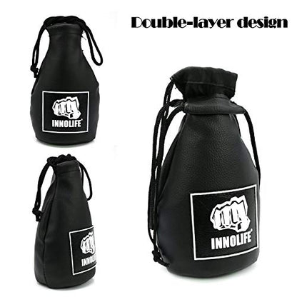 INNOLIFE Boxing Slip Bag, Boxing Dodge Hide Speed Bag Maize Ball Leather Ball for Reflex Training, Boxing, Kickboxing, MMA Pendulum Training - style: Black (Without Filler)