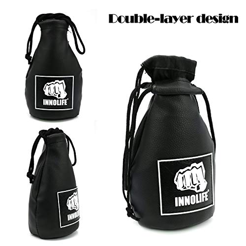 INNOLIFE Boxing Slip Bag, Boxing Dodge Hide Speed Bag Maize Ball Leather Ball for Reflex Training, Boxing, Kickboxing, MMA Pendulum Training - style: Black (Filler Already Included)