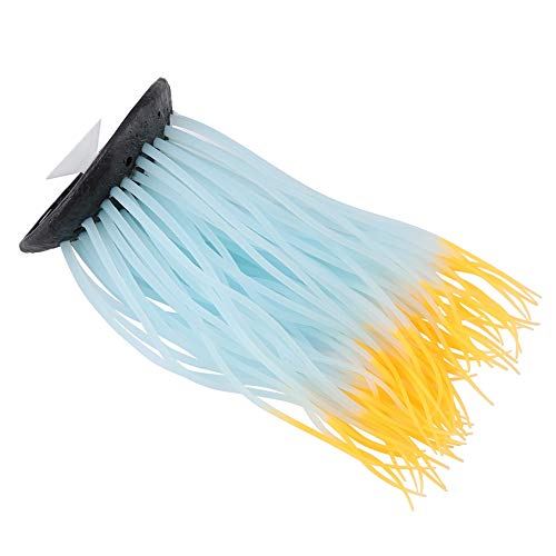 Pssopp Simulation Silicone Luminous Sea Anemone Ornament Artificial Plant Simulation Sea Anemone for Aquarium Fish Decoration with Suction Cup(Orange)