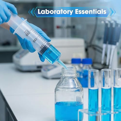 200ml Large Syringe for Thick Liquids, Plastic Syringe Without Needle for Scientific Labs, Oil, Lubricant Refilling, Individually Wrapped - style: 200cc