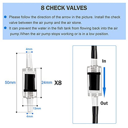 aquarium air pump accessories set-9.84/26.25/101.71 feet aquarium airline tubing hose,check valves,air stones and connectors of I,L,T shape (26.25 feet hose 8 stone 8 check valve 12 connector) - size: 26.25 feet hose 8 stone 8 check valve 12 connector