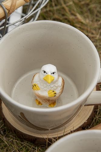 DIHOclub Eagle Coffee Cup Ceramic 3D Wild Animal Inside Mug,Cute Cartoon Handmade Figurine Mugs,Holiday and Birthday Gift for Coffee Milk Tea Lovers,12 OZ(Grey Eagle) - color: Grey Eagle