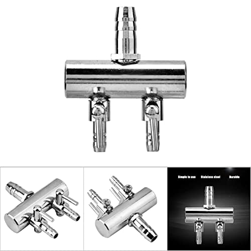 Aquarium Air Valve, Air Splitter Aquarium Tubing Connectors, Steel Aquarium Air Pump Accessories, Aquarium Aalve Aplitter for Fish Tank Air Pumps (8 to 4mm Two-Hole Splitter Head)