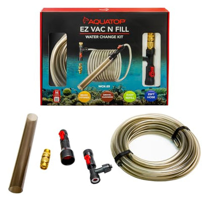 Aquatop EZ Vac-N-Fill 25Ft Aquarium Vacuum & Refill Kit – WCK-25 – Long Reach Gravel Cleaner with Brass Adapters – Simplifies Tank Maintenance & Refills - size: 25FT