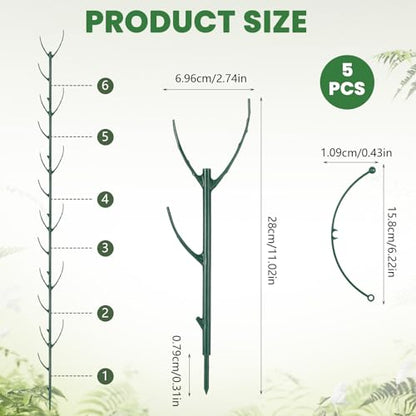 5 Pack Monstera Plants Support Stackable Plant Support Stakes Pothos Climber Supports Vine Plant Sticks Stakes with Plants Clips Ties for Indoor Outdoor Vine Orchid Perfect Moss Pole Replacement