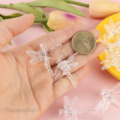 Framendino, 100 Pack Clear Dragonfly Orchid Clips Garden Plant Support Vine Stem for Climbing Plants Flowers