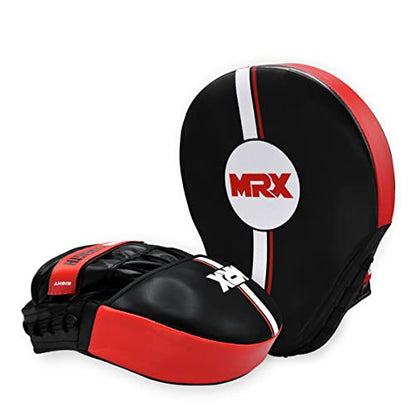 Boxing Pads Curved Boxing Mitts, Leather Adjustable MMA Muay Thai Kickboxing Martial Arts Punching Hand Target Strike Shield - color: Black/Red