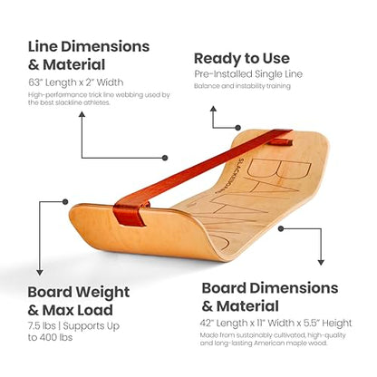 GIBBON SlackBoard, Balance Board Kids & Adults, Slackline Balance Trainer - color: Balance - 1 Line