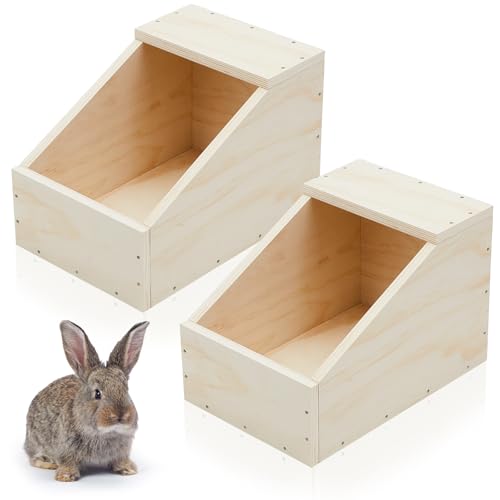 2 Pack Wood Rabbit Nesting Box, 18x12x12 Inch Wooden Hutch Hideout for Breeding, Natural Burrow Den Alternative for Rabbits & Small Animals - size: 18x12x12 Inch