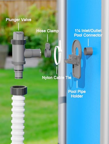 Plunger Valve with Pipe Holder & Pool Hose Adapter, Above Ground Pool Pump Replacement Parts Compatible with I*tex/Col*m*n Pool
