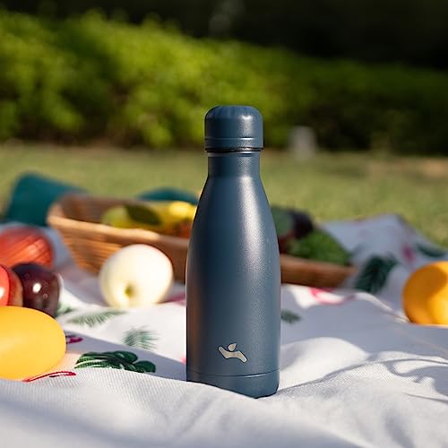 Konokyo 12 oz Insulated Stainless Steel Water Bottle, Navy Blue - color: Navy Blue, size: 12 Ounces