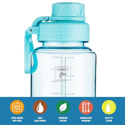 Fanhaw 32 oz Clear BPA-Free Tritan Water Bottle with Fast-Flow Spout Lid, BPA-Free & Leak-Proof Wide-Mouth Reusable Bottle for Gym, School & Office, Back to School Essentials (Baby Blue) - color: Baby Blue, style: 1 Pack