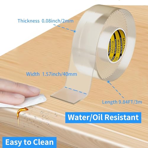 2Pack Clear Edge Protector Strip,1.57in x 9.84FT(19.68FT Total),Sharp Edge Wrap Cover Tape,Self Adhesive Protective Bumper Guards for Cabinet Door Desk Table Bed Furniture,Kitchen Countertop - size: 2 Pack x 1.57in x 9.84FT