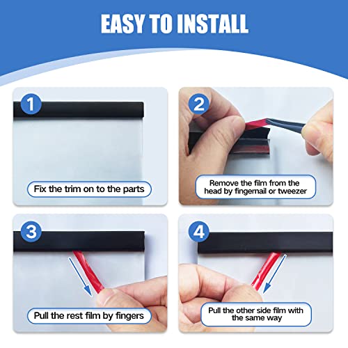 Rubber Edge Trim, Self-Adhesive Rubber Edge Protector for 1/8" Mirror and Flexiglass, EPDM Material, Fit 1/8"(3mm), Length 20 Ft, Black Color, U Channel Edge Trim