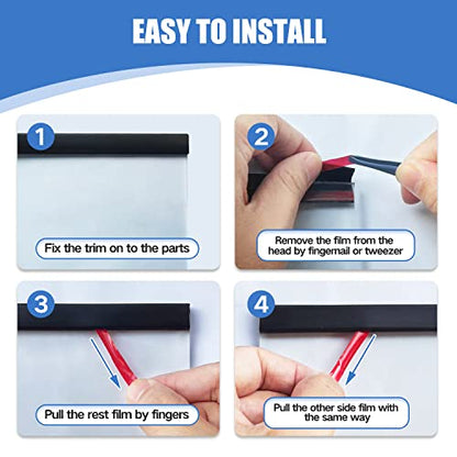 Rubber Edge Trim, Self-Adhesive Rubber Edge Protector for 1/8" Mirror and Flexiglass, EPDM Material, Fit 1/8"(3mm), Length 20 Ft, Black Color, U Channel Edge Trim