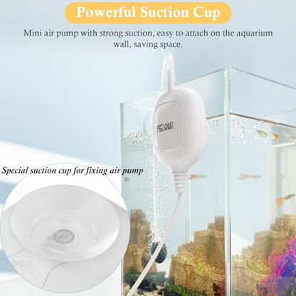 Mini Whisper Aquarium Air Pump, Nano Ultra Quiet Fish Tank Aerator, Fish Tank Bubbler Pump for Up to 10Gallon Betta Tank, Fish Bowl