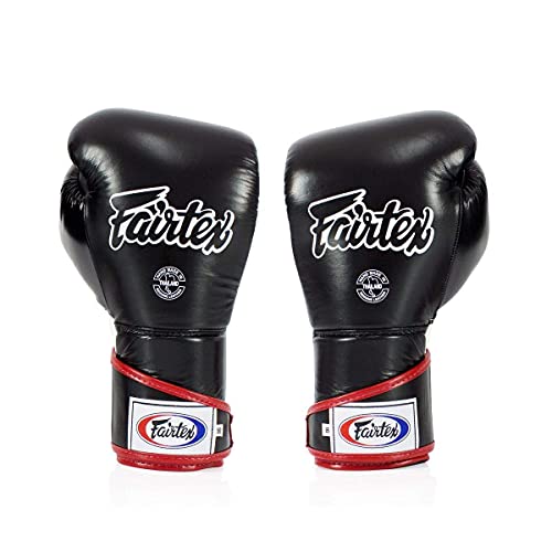 Fairtex BGV6 Angular Boxing Gloves, Locked Thumb Muay Thai MMA Kickboxing - color: Black/White/Red, size: 14oz