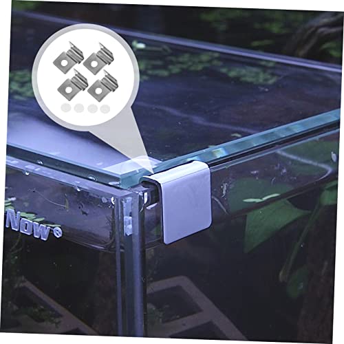POPETPOP Fish Tank Accessories 4Pcs Fish Tank Glass Aquarium Cover Clip Support Holder Stainless Steel - Slip Aquarium Accessories Universal Lid Clips 0. 6cm Rimless Aquarium