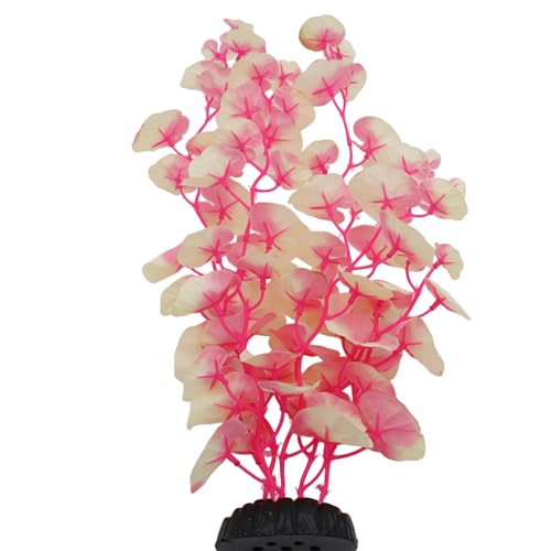 16 Inch Aquarium Fish Tank Plant Betta Fish Tank Decor,2 Pack Silk Aquarium Plants for Aquarium Decoration (White-Pink)