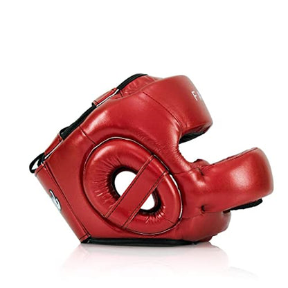 Fairtex HG17 Pro Sparring Headgear, Muay Thai Kickboxing Boxing Head Guard - color: Metallic Red, size: X-Large