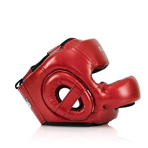 Fairtex HG17 Pro Sparring Headgear, Muay Thai Kickboxing Boxing Head Guard - color: Metallic Red, size: X-Large