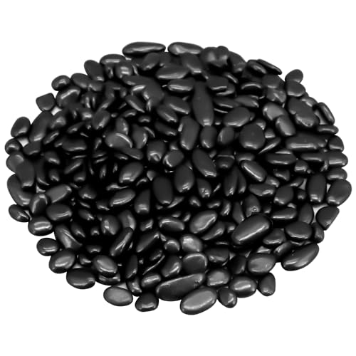 Garden Landscaping Stones,Landscaping Pebbles,River Rocks,Decorative Ornamental Pebbles,Gravel Filler for Home Decoration Flower Bed Fish Tank Plants Vases Succulents (1, Black, 1 Pound) - color: Black, size: 1 Pound