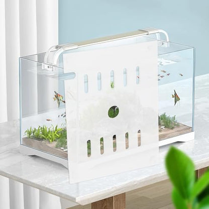 Clear Fish Tank Lid - 7.1x5.5Inch Acrylic Anti Jumping Aquarium Cover with Hole - Transparent Top Hood Grid Panel for Turtles Reptiles Shrimp Jump