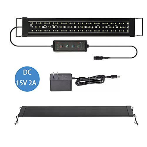 Aquarium LED Light 24 Inch with Timer, 24/7 Cycle, 5 Dimmable Brightness, Sunrise/Sunset Simulation for 10/20/30/55 Gallon Fish Tank - size: 24"-32"