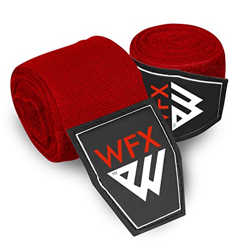WFX Boxing Hand Wraps 3.5 4.5 Meter Martial Arts Bandages Inner Gloves Wrist Support Straps Punching Under Hand Knuckles Heavy Elasticated Training Bag Mitts Muay Thai - color: Red, size: 3.5 M