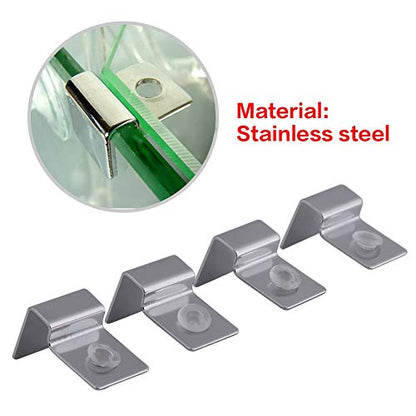 Pack of 4 Stainless Steel Aquarium Fish Glass Cover Clip Support Holder for Protecting(12mm)