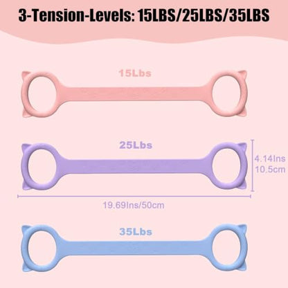 Figure 8 Resistance Bands with Handles,Silicone Exercise Band Set | Upgraded 8-Shaped Stretch Bands for Women Home Working Out Arms Back Legs Pilates Yoga Physical Therapy Multi Packs - color: 3Pcs Pink 15Lb & Purple 25Lb & Blue 35Lb