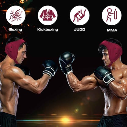 Jerify 2 Pcs Wrestling Headgear for Kid Youth, Dark Red - color: dark red