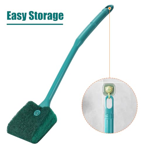 AQUANEAT 3pcs Fish Tank Cleaning Tools, Aquarium Double Sided Sponge Brush, Algae Scraper Cleaner with Long Handle - color: green, size: 3pcs