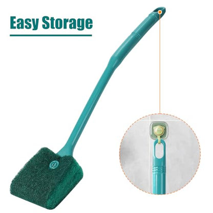 AQUANEAT Fish Tank Cleaning Tools, Aquarium Double Sided Sponge Brush, Algae Scraper Cleaner with Long Handle - color: green, size: 1pc