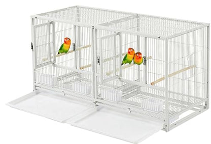 Single Sturdy Stackable Center Divided Breeder Breeding Bird Flight Double Rolling Cage for Aviaries Canaries Cockatiels Finches Budgies Small Parrots Single Story
