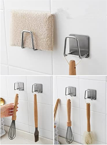 Pot Lid Holder, 2 Pairs of Wall Mount Pot Lid Organizer,304 Stainless Steel Self Adhesive Cabinet Door Pot Lid Holder Rack for Kitchen Wall Mount,Freely Adjustable Length - color: Silver
