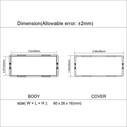 5Pcs ABS Plastic Electrical Project Case Power Junction Box, Project Box Black 2.4 x 1.0 x 0.6 inch (60 x 26 x 16 mm) - size: 2.4" x 1.0" x 0.6"(5pc)